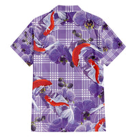 Lavender Palaka Hawaii Aloha Family Matching Off Shoulder Maxi Dress and Hawaiian Shirt Koi Pond Mix Orchids LT7 - Polynesian Pride