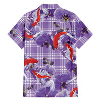 Lavender Palaka Hawaii Aloha Family Matching Short Sleeve Bodycon Dress and Hawaiian Shirt Koi Pond Mix Orchids LT7 - Polynesian Pride