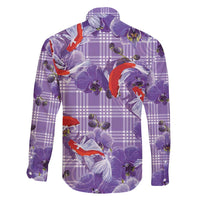 Lavender Palaka Hawaii Aloha Family Matching Summer Maxi Dress and Hawaiian Shirt Koi Pond Mix Orchids LT7 - Polynesian Pride