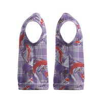 Lavender Palaka Hawaii Aloha Christmas Knitted V-Neck Vest Koi Pond Mix Orchids - Polynesian Pride