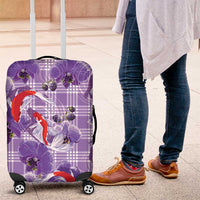 Lavender Palaka Hawaii Aloha Luggage Cover Koi Pond Mix Orchids - Polynesian Pride