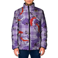 Lavender Palaka Hawaii Aloha Padded Jacket Koi Pond Mix Orchids - Polynesian Pride
