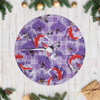 Lavender Palaka Hawaii Aloha Tree Skirt Koi Pond Mix Orchids - Polynesian Pride