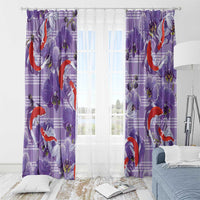 Lavender Palaka Hawaii Aloha Window Curtain Koi Pond Mix Orchids - Polynesian Pride
