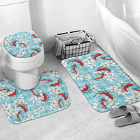 Turquoise Palaka Hawaii Aloha Bathroom Set Koi Pond Mix Plumeria - Polynesian Pride
