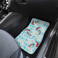 Turquoise Palaka Hawaii Aloha Car Mats Koi Pond Mix Plumeria - Polynesian Pride