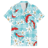 Turquoise Palaka Hawaii Aloha Family Matching Long Sleeve Bodycon Dress and Hawaiian Shirt Koi Pond Mix Plumeria LT7 Dad's Shirt - Short Sleeve Turquoise - Polynesian Pride