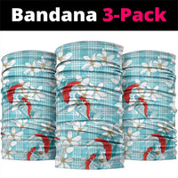 Turquoise Palaka Hawaii Aloha Neck Gaiter Koi Pond Mix Plumeria - Polynesian Pride