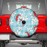 Turquoise Palaka Hawaii Aloha Spare Tire Cover Koi Pond Mix Plumeria - Polynesian Pride