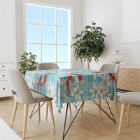 Turquoise Palaka Hawaii Aloha Tablecloth Koi Pond Mix Plumeria - Polynesian Pride