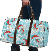 Turquoise Palaka Hawaii Aloha Travel Bag Koi Pond Mix Plumeria - Polynesian Pride