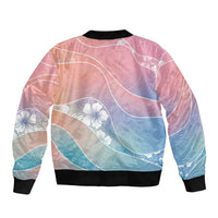 Aloha Hawaii Floral Tapa Sleeve Zip Bomber Jacket Patchwork Pastel Candy LT7 - Polynesian Pride