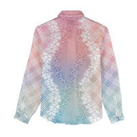 Hawaii Aloha Plumeria Lei Pastel Candy Palaka Women Casual Shirt LT7 - Polynesian Pride