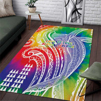 Aloha Pride Rainbow Tie Dye Area Rug Humpback Whale - Love is Love