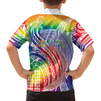 Aloha Pride Rainbow Tie Dye Family Matching Off The Shoulder Long Sleeve Dress and Hawaiian Shirt Humpback Whale - Love is Love