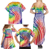 Aloha Pride Rainbow Tie Dye Family Matching Summer Maxi Dress and Hawaiian Shirt Humpback Whale - Love is Love