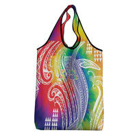 Aloha Pride Rainbow Tie Dye Grocery Bag Humpback Whale - Love is Love