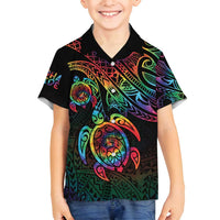 Hawaii Pride Family Matching Long Sleeve Bodycon Dress and Hawaiian Shirt Rainbow Swirls LT7 Son's Shirt Colorful - Polynesian Pride