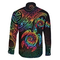 Hawaii Pride Family Matching Short Sleeve Bodycon Dress and Hawaiian Shirt Rainbow Swirls LT7 - Polynesian Pride