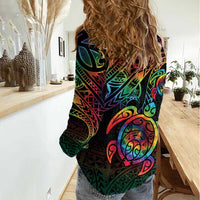 Hawaii Pride Women Casual Shirt Rainbow Swirls