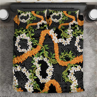 Aloha Festive Hawaii Bedding Set Mokihana - Maile and Ilima on Black - Polynesian Pride