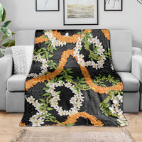 Aloha Festive Hawaii Blanket Mokihana - Maile and Ilima on Black - Polynesian Pride