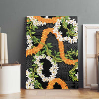 Aloha Festive Hawaii Canvas Wall Art Mokihana - Maile and Ilima on Black - Polynesian Pride