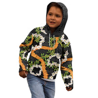 Aloha Festive Hawaii Kid Hoodie Mokihana - Maile and Ilima on Black - Polynesian Pride