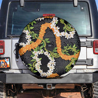 Aloha Festive Hawaii Spare Tire Cover Mokihana - Maile and Ilima on Black - Polynesian Pride