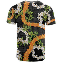 Aloha Festive Hawaii T Shirt Mokihana - Maile and Ilima on Black - Polynesian Pride