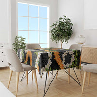 Aloha Festive Hawaii Tablecloth Mokihana - Maile and Ilima on Black - Polynesian Pride