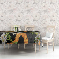 Aloha Festive Hawaii Tablecloth Mokihana - Maile and Ilima on Black - Polynesian Pride