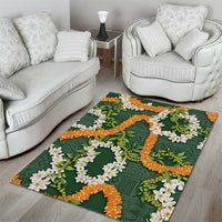 Aloha Festive Hawaii Area Rug Mokihana - Maile and Ilima on Forest Green - Polynesian Pride