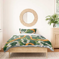 Aloha Festive Hawaii Bedding Set Mokihana - Maile and Ilima on Forest Green - Polynesian Pride