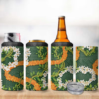 Aloha Festive Hawaii 4 in 1 Can Cooler Tumbler Mokihana - Maile and Ilima on Forest Green - Polynesian Pride