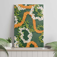 Aloha Festive Hawaii Canvas Wall Art Mokihana - Maile and Ilima on Forest Green - Polynesian Pride