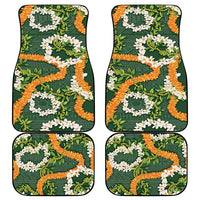 Aloha Festive Hawaii Car Mats Mokihana - Maile and Ilima on Forest Green - Polynesian Pride