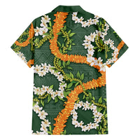 Aloha Festive Hawaii Family Matching Short Sleeve Bodycon Dress and Hawaiian Shirt Mokihana - Maile and Ilima on Forest Green - Polynesian Pride
