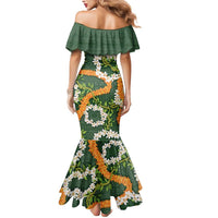 Aloha Festive Hawaii Mermaid Dress Mokihana - Maile and Ilima on Forest Green - Polynesian Pride