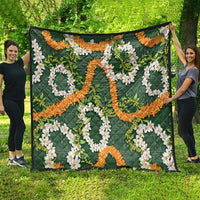 Aloha Festive Hawaii Quilt Mokihana - Maile and Ilima on Forest Green - Polynesian Pride
