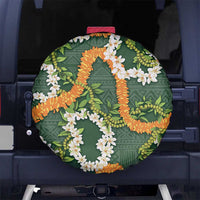 Aloha Festive Hawaii Spare Tire Cover Mokihana - Maile and Ilima on Forest Green - Polynesian Pride