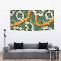 Aloha Festive Hawaii Tapestry Mokihana - Maile and Ilima on Forest Green - Polynesian Pride