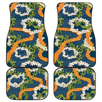 Aloha Festive Hawaii Car Mats Mokihana - Maile and Ilima on Navy Blue - Polynesian Pride