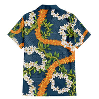 Aloha Festive Hawaii Family Matching Mermaid Dress and Hawaiian Shirt Mokihana - Maile and Ilima on Navy Blue - Polynesian Pride