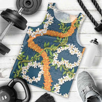 Aloha Festive Hawaii Men Tank Top Mokihana - Maile and Ilima on Navy Blue - Polynesian Pride