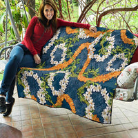Aloha Festive Hawaii Quilt Mokihana - Maile and Ilima on Navy Blue - Polynesian Pride