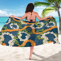 Aloha Festive Hawaii Sarong Mokihana - Maile and Ilima on Navy Blue - Polynesian Pride