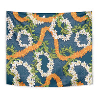 Aloha Festive Hawaii Tapestry Mokihana - Maile and Ilima on Navy Blue - Polynesian Pride