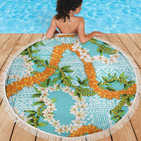 Aloha Festive Hawaii Beach Blanket Mokihana - Maile and Ilima on Turquoise - Polynesian Pride