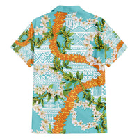 Aloha Festive Hawaii Family Matching Puletasi and Hawaiian Shirt Mokihana - Maile and Ilima on Turquoise - Polynesian Pride